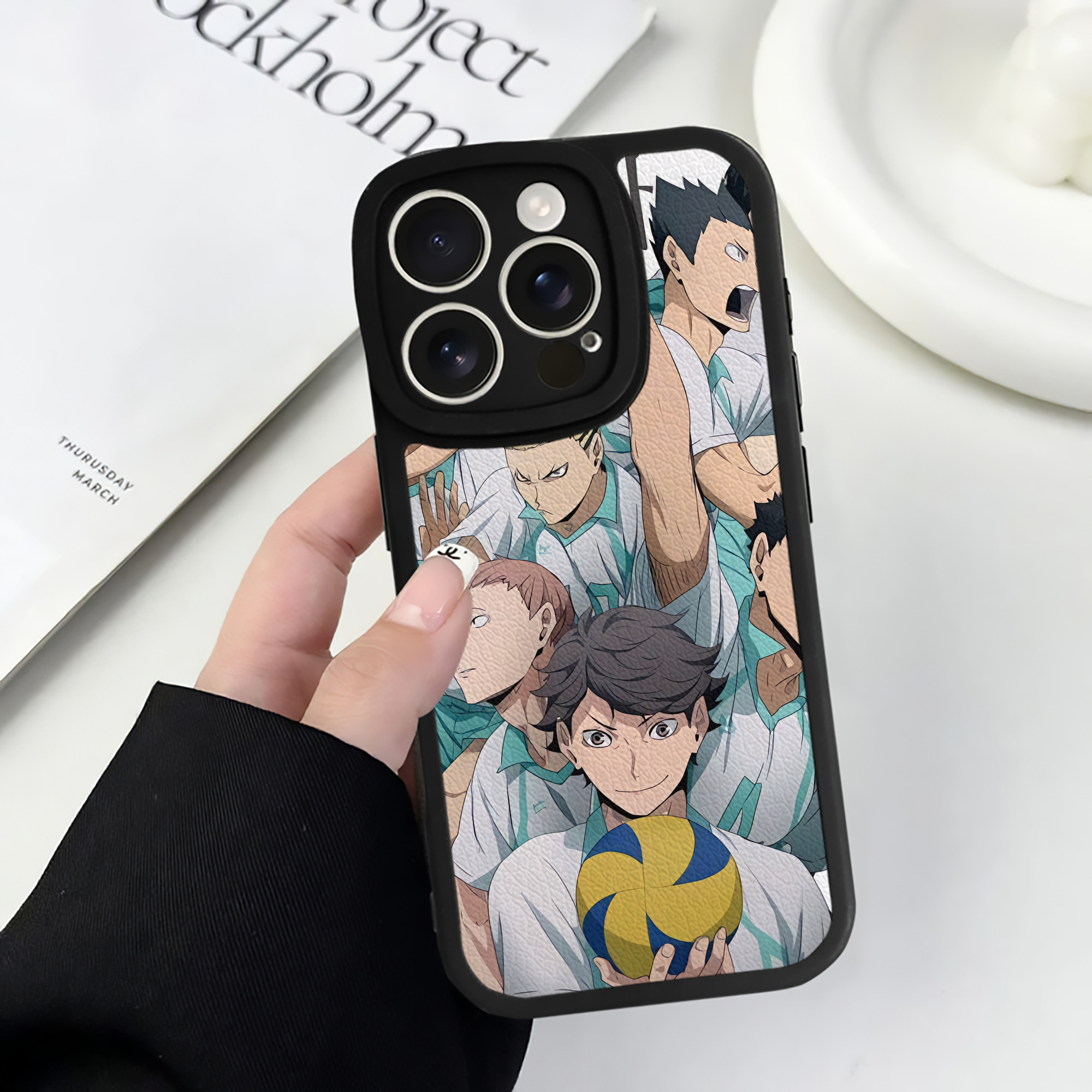 （画像用） ハイキュー!! Haikyu!! 【iPhone 16シリーズ対応】シリコンスマホケース（レザー調） 材質：シリコン